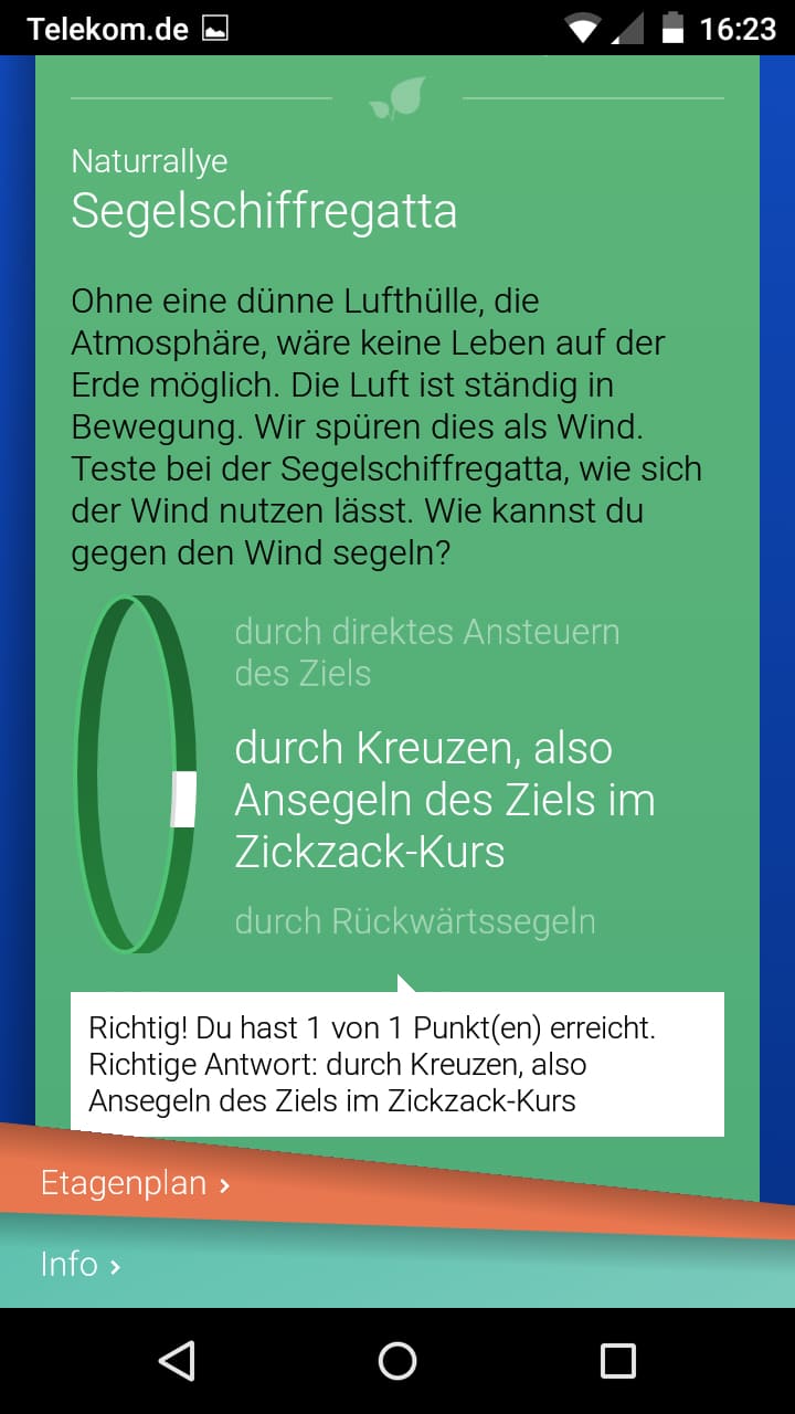 Wissensreise experimenta – Screenshot Android