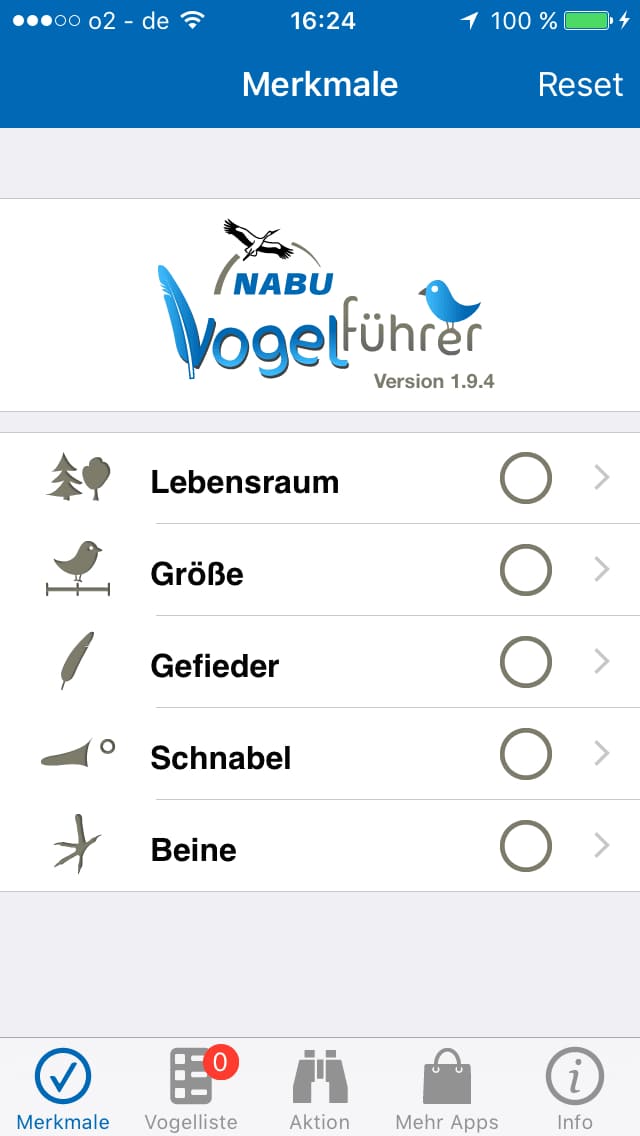 NABU Vogelführer – Screenshot iPhone