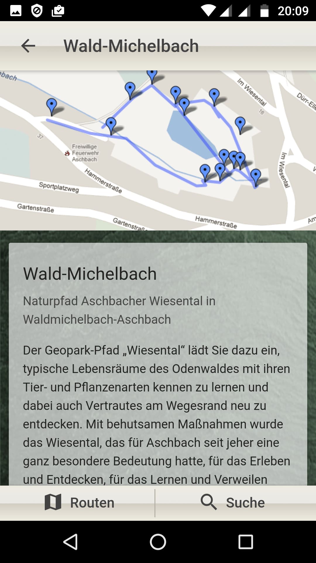 Geo-Naturpark App – Screenshot Android
