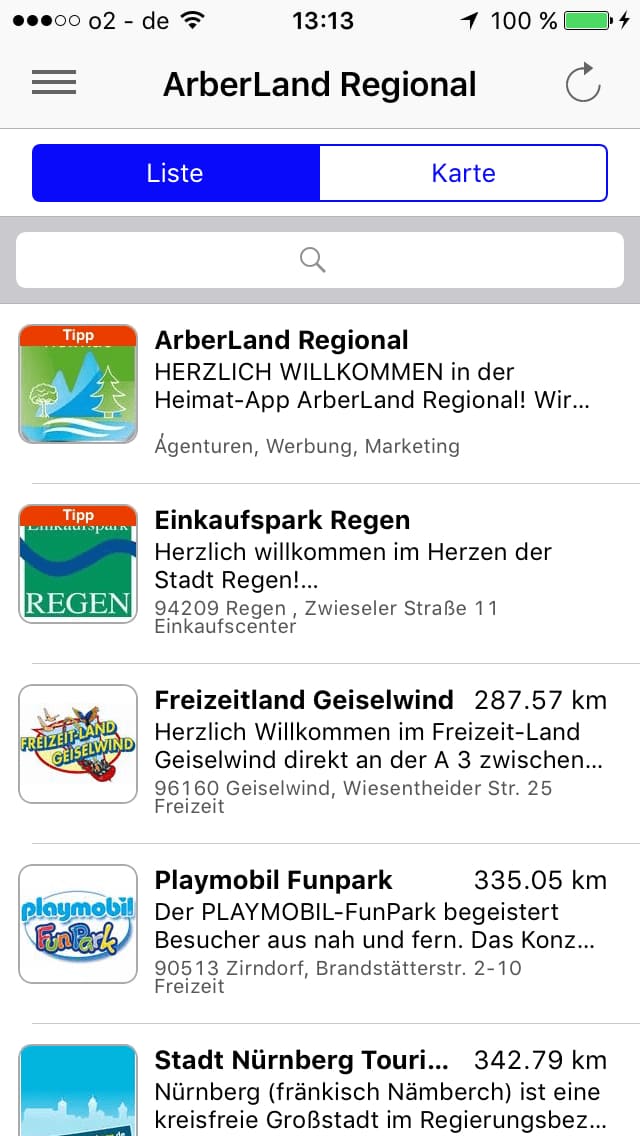 ArberLand Regional – Screenshot iPhone