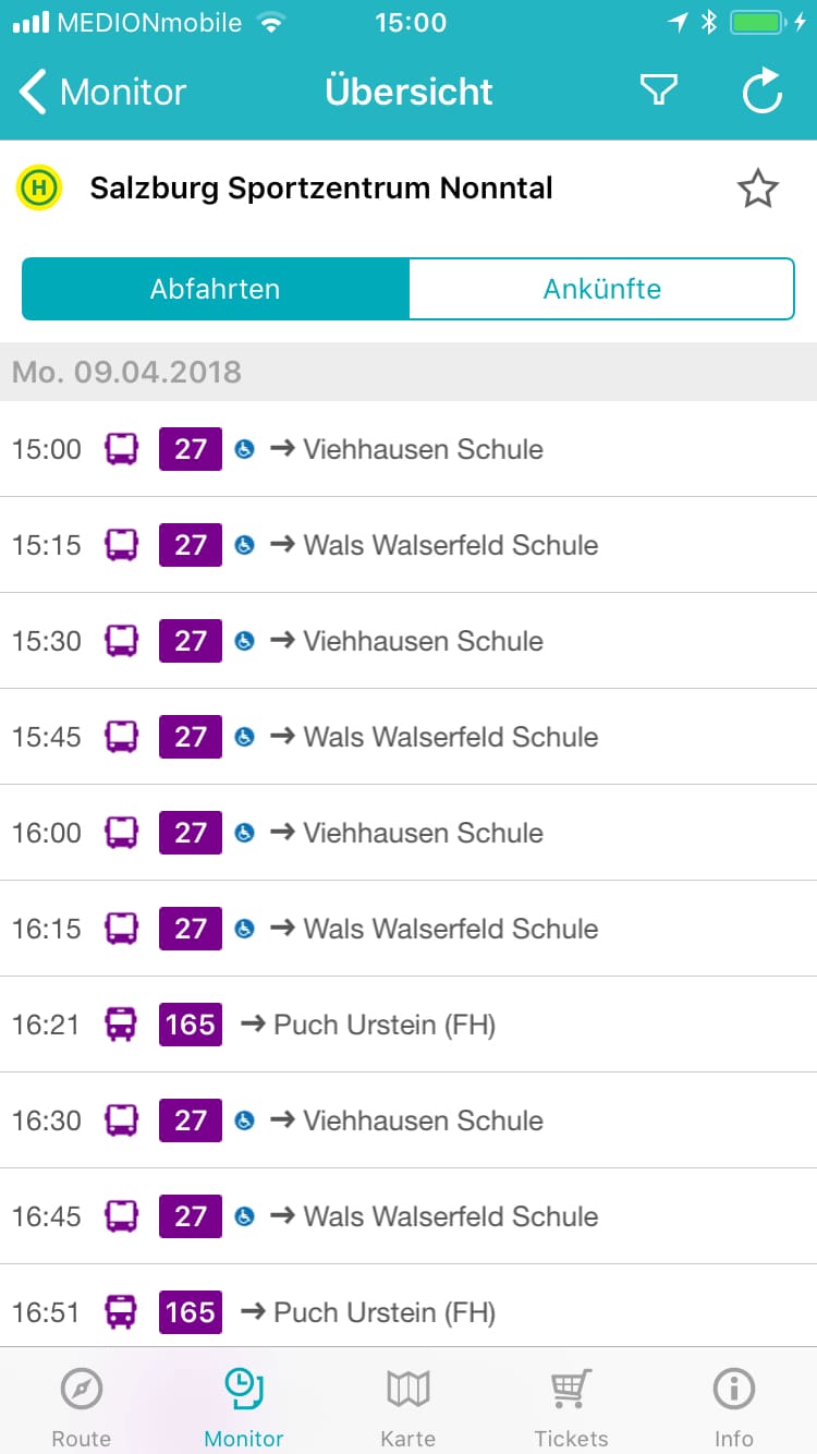 Salzburg Verkehr – Screenshot iPhone