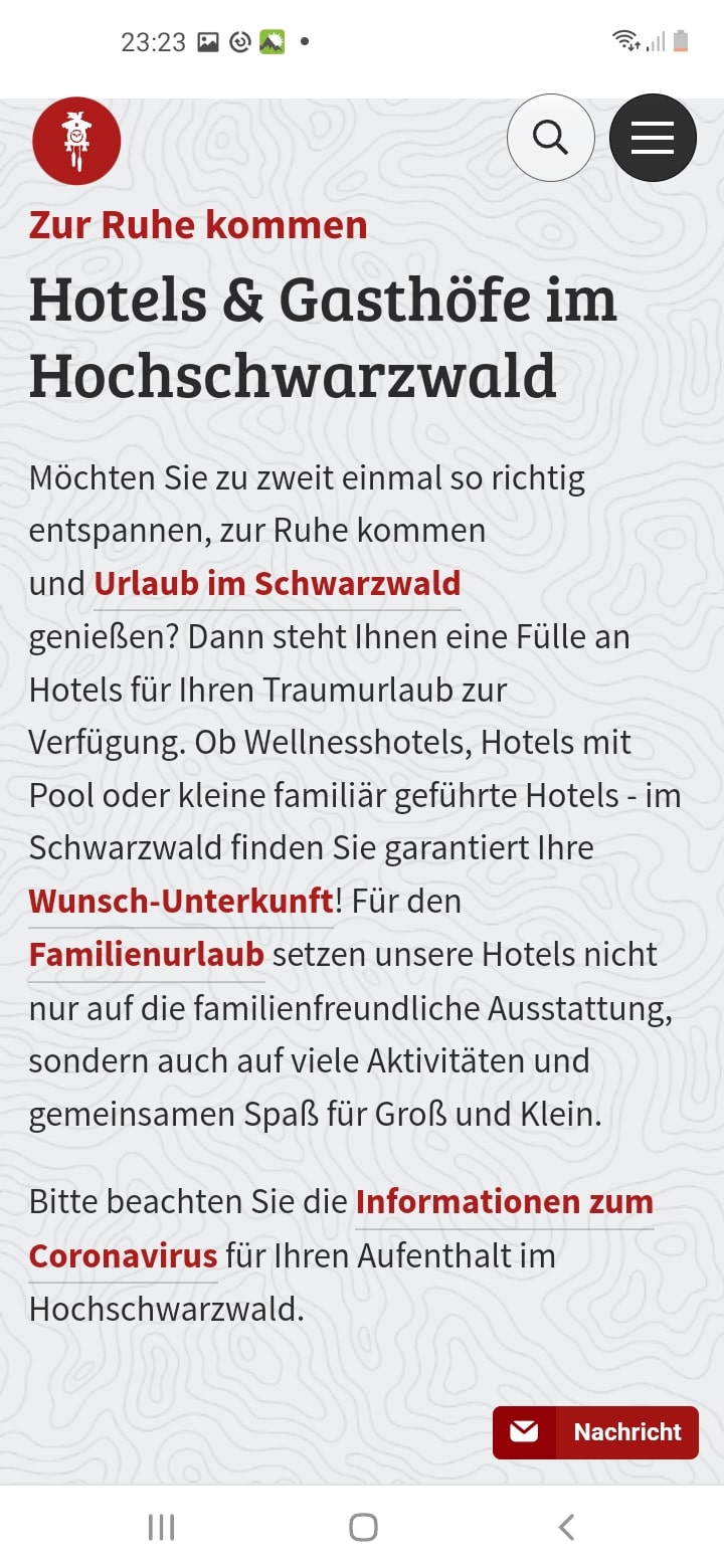 Hochschwarzwald Reiseführer – Screenshot Android