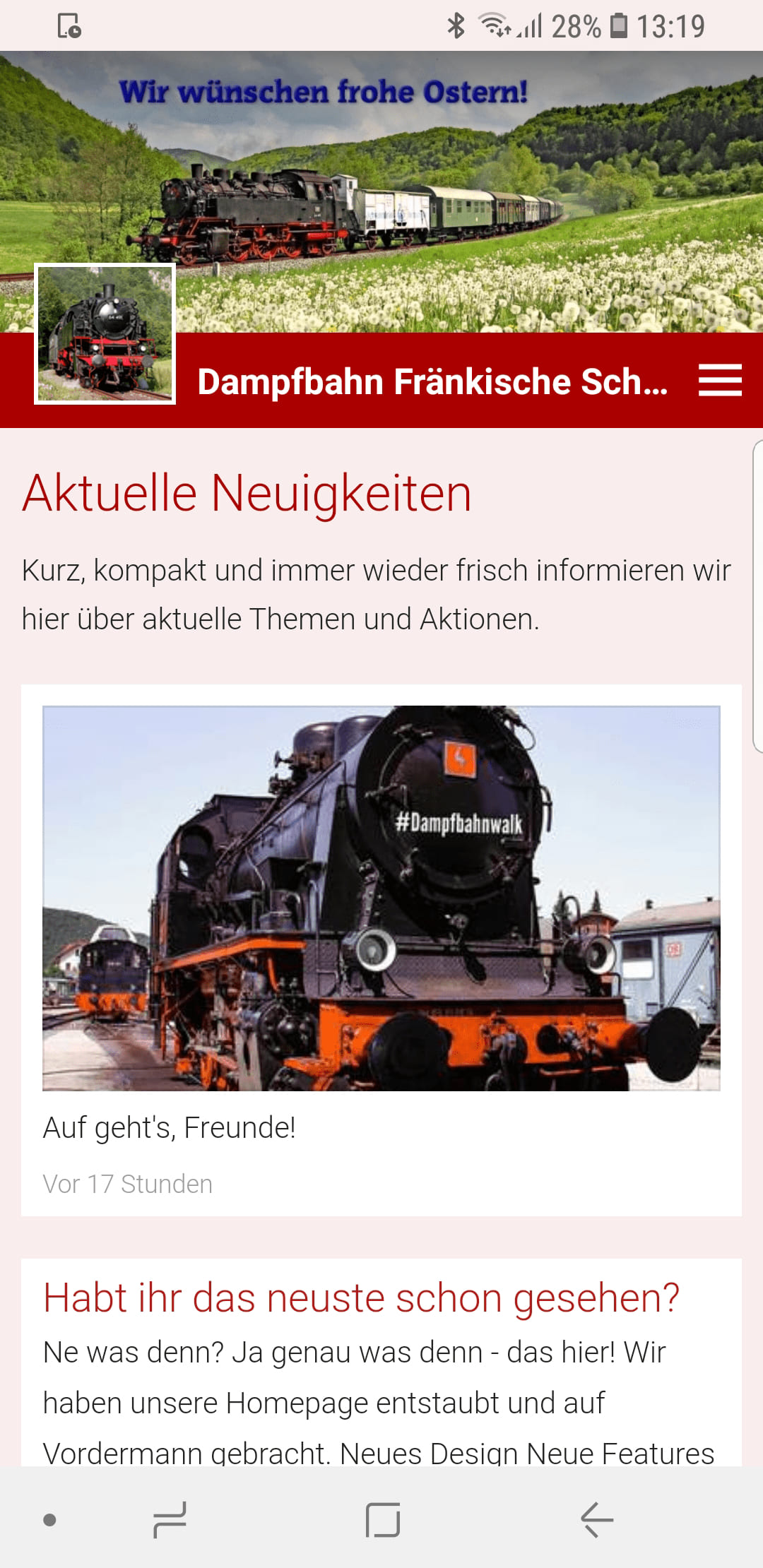 Dampfbahn Fränkische Schweiz – Screenshot Android