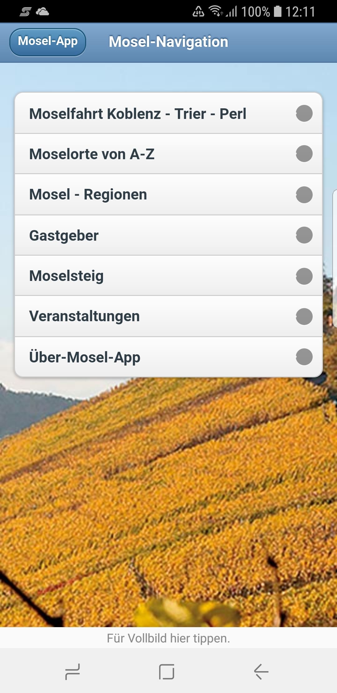 Mosel-App – Screenshot Android