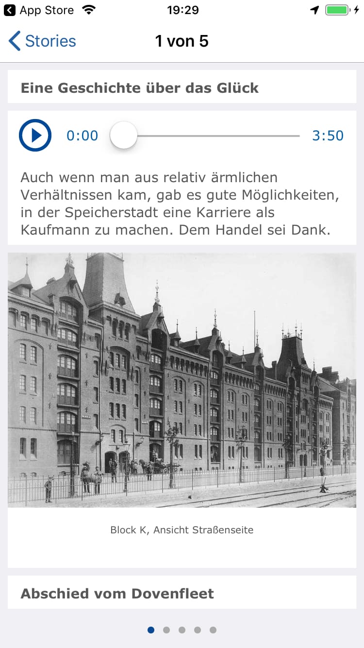 Speicherstadt digital – Screenshot iPhone