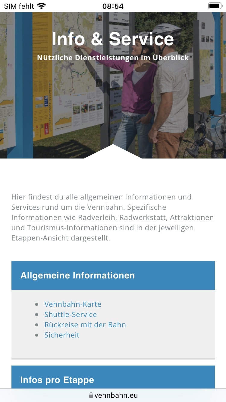 Vennbahn – Screenshot iPhone