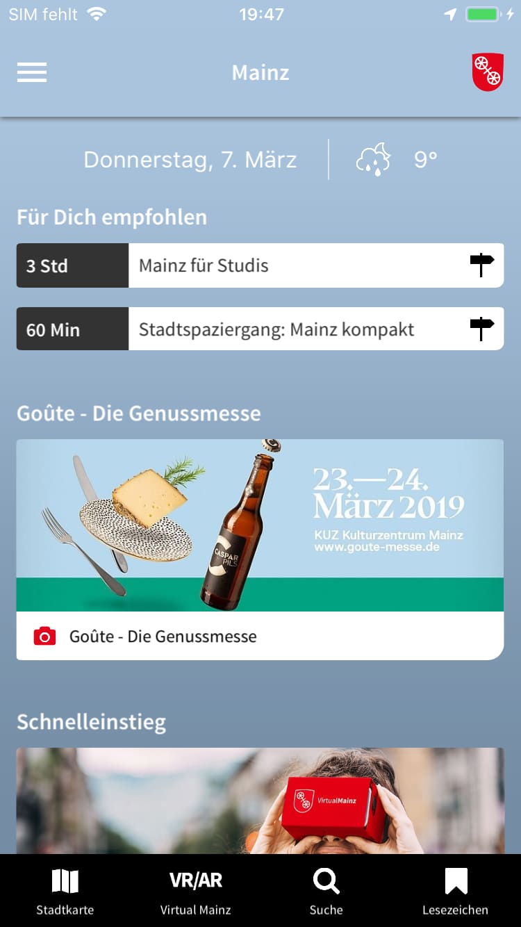 MAINZ - die offizielle App – Screenshot iPhone