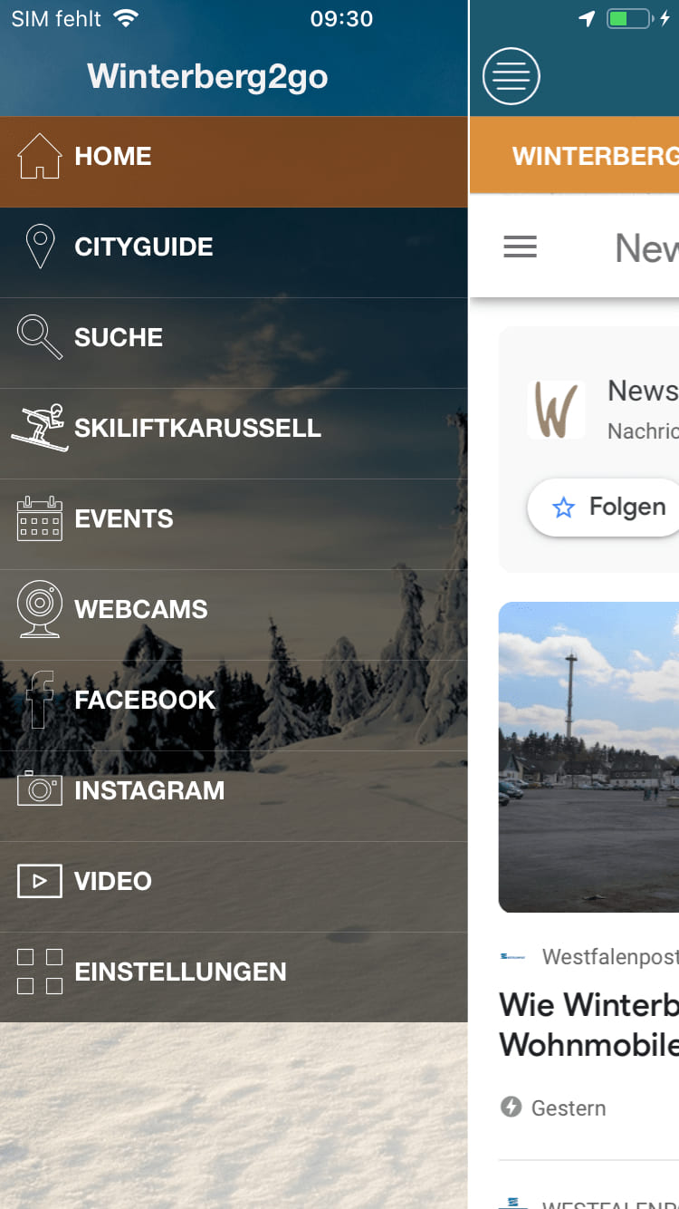 Winterberg2go – Screenshot iPhone
