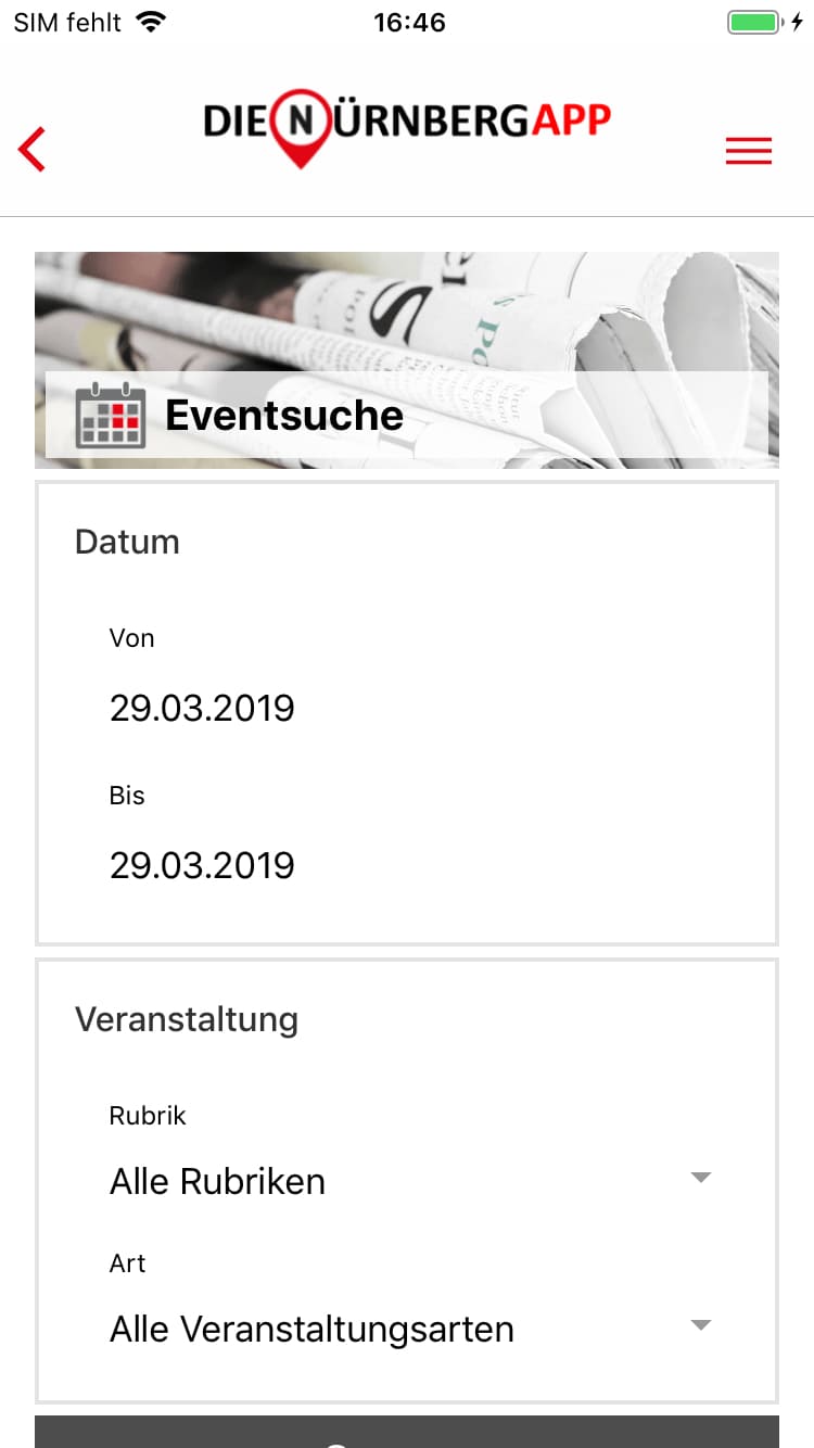 Nürnberg-App – Screenshot iPhone
