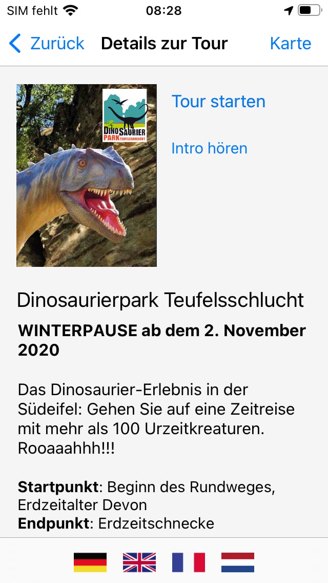 Die Lauschtour-App – Screenshot iPhone