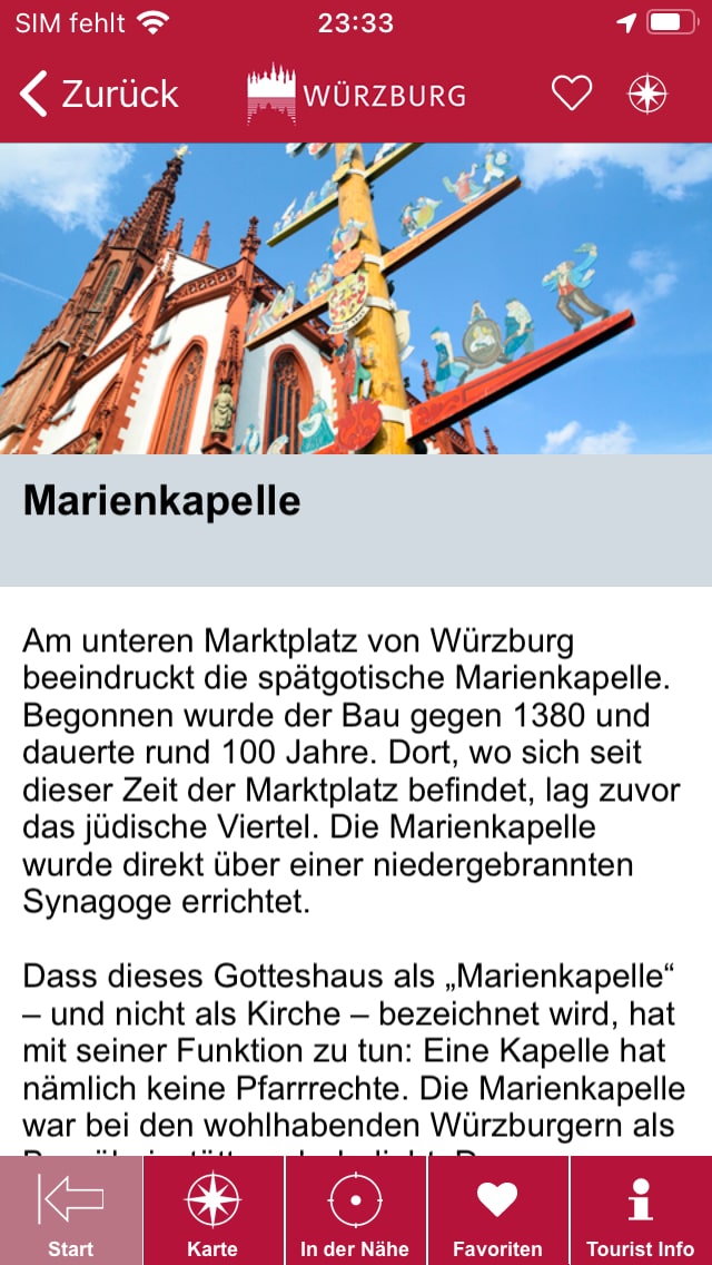 Würzburg Reiseführer – Screenshot iPhone
