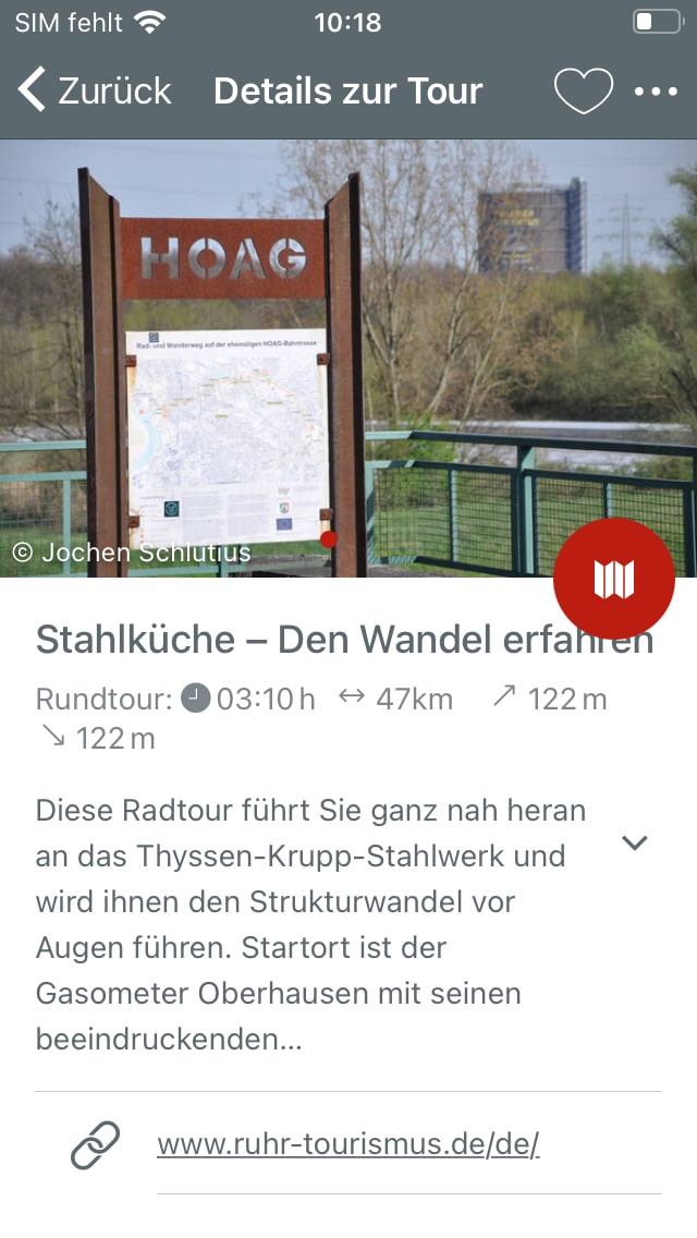 radtourenplaner.ruhr – Screenshot iPhone