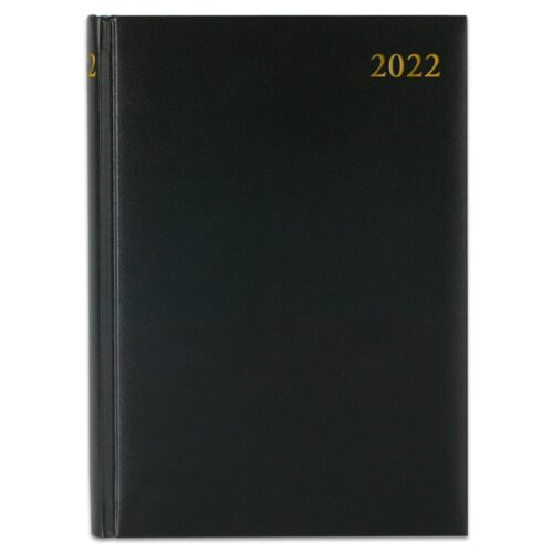 Schwarzer Hardcover-Planer mit „2022“ in Goldprägung auf dem Cover.