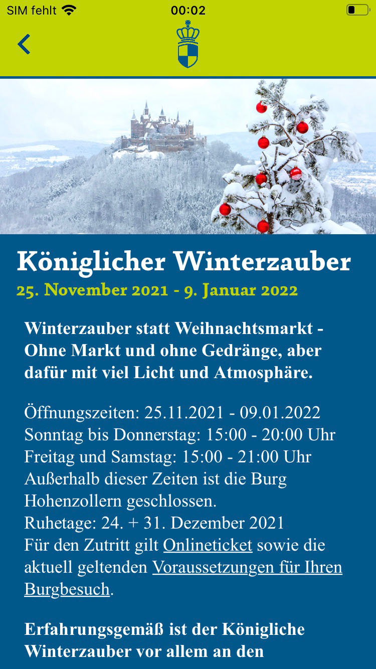 SchneeApp Thüringer Wald – Screenshot iPhone