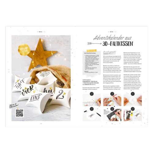 DIY-Adventskalender-Anleitung mit Papierbasteleien und Deko-Elementen in Sternform.