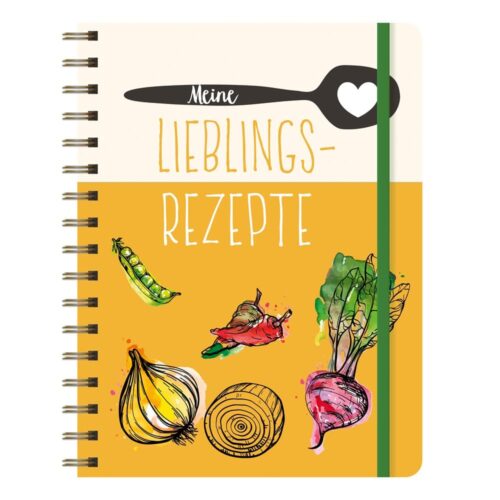 Cover eines Kochbuchs mit Gemüse und dem deutschen Text „Meine Lieblingsrezepte“.