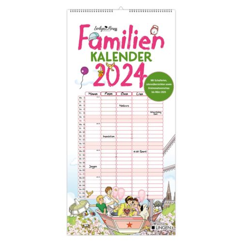 Streifenkalender 2024 – Cartoon Familienkalender
