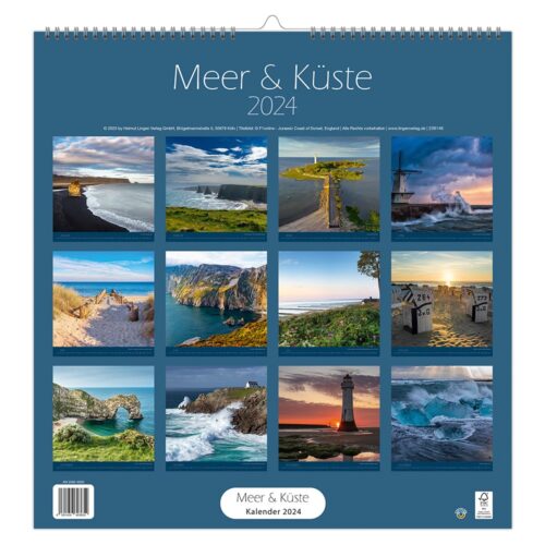 Kalender mit Fotos zum Thema Küste und Meer unter dem Titel „Meer & Küste 2024“.
