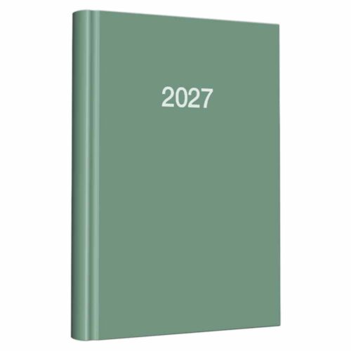 Buchkalender A5 2027 Hellgrün- Je Tag 2 Seiten - 21 x 15 cm