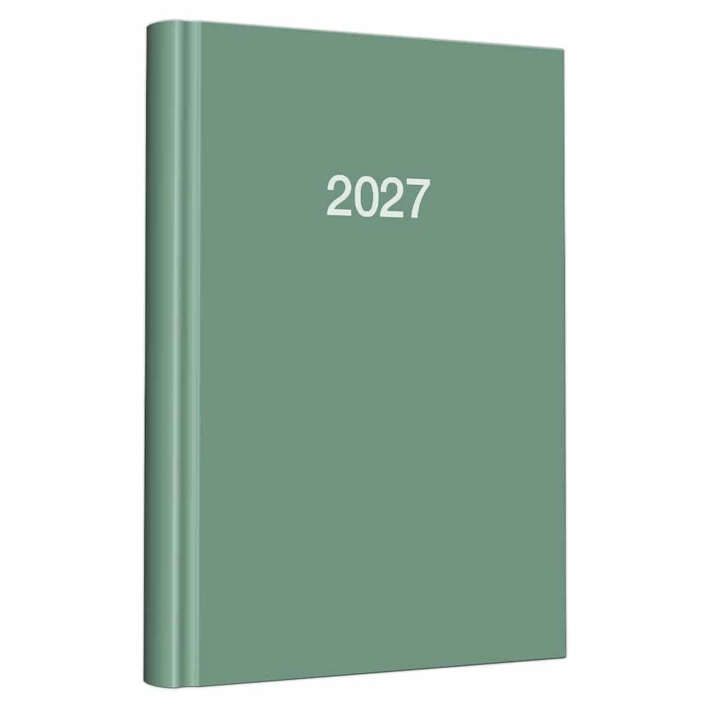 Buchkalender A5 2027 Hellgrün- Je Tag 2 Seiten - 21 x 15 cm