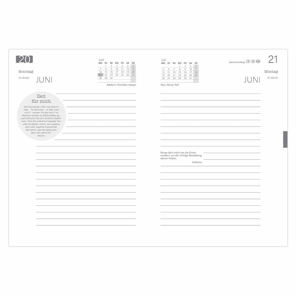 Buchkalender A5 2027 Hellgrün- Je Tag 2 Seiten – 21 x 15 cm