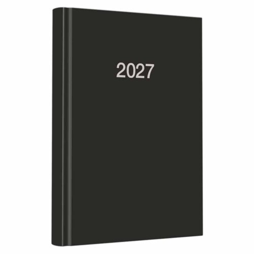 Buchkalender A5 2027 Schwarz - Je Tag 2 Seiten - 21 x 15 cm