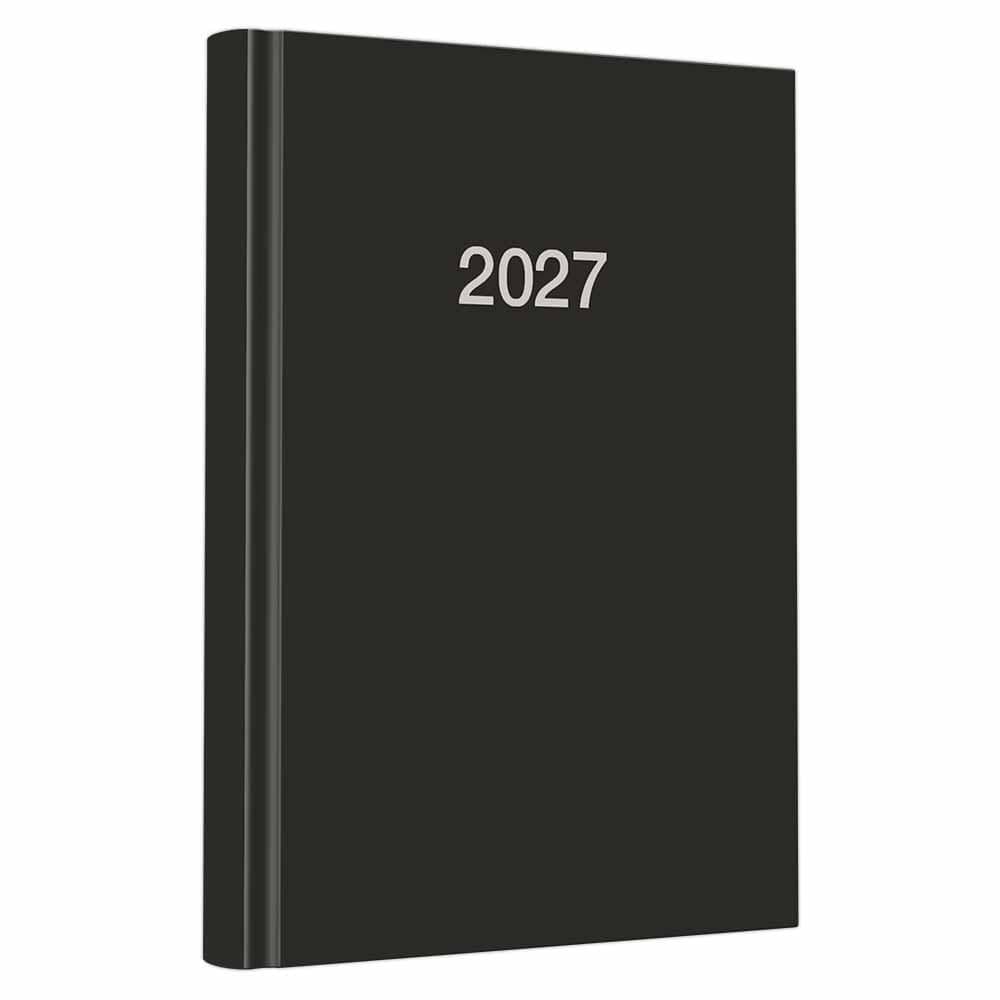Buchkalender A5 2027 Schwarz - Je Tag 2 Seiten - 21 x 15 cm