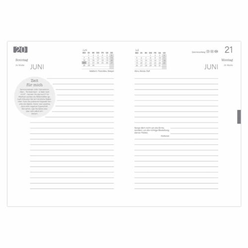Buchkalender A5 2027 Schwarz – Je Tag 2 Seiten – 21 x 15 cm